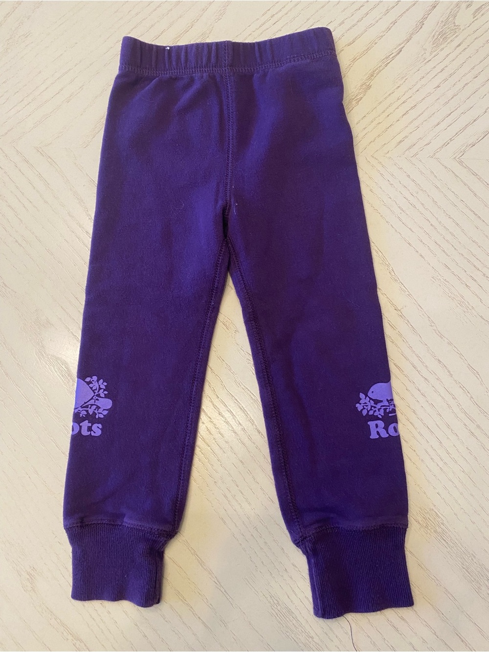 Roots Purple Kids Leggings with Logo- 2T